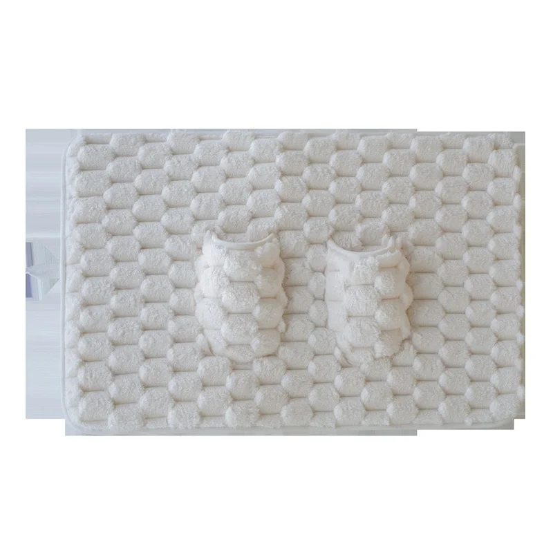 50x80cm Memory Foam Bath Mat Bionic Foot-Drying Design Non-Slip Bathroom Rug 35mm Thick - Beige