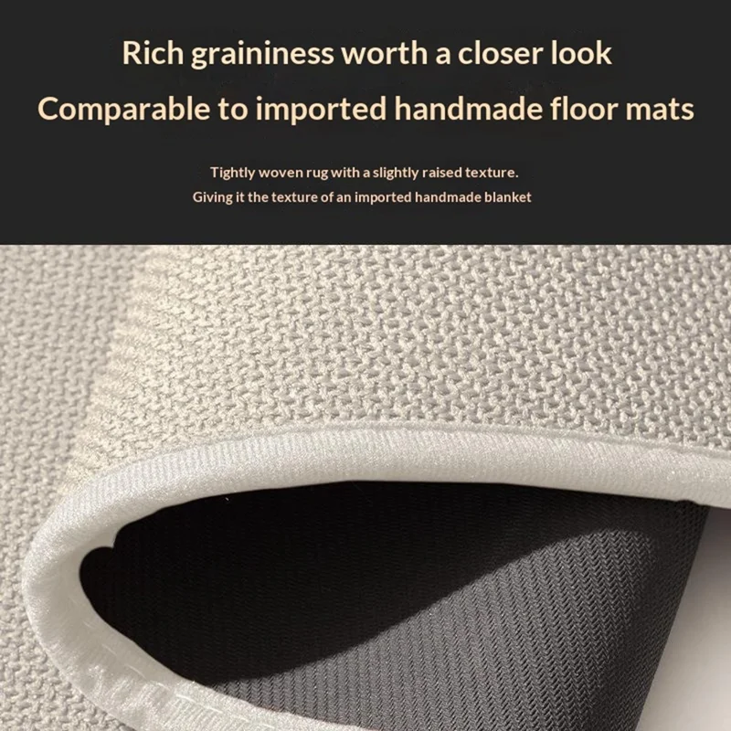 40x60cm Oval Bath Mat Rubber Bottom Woven Textured Non-Slip Bathroom Floor Mat - Black