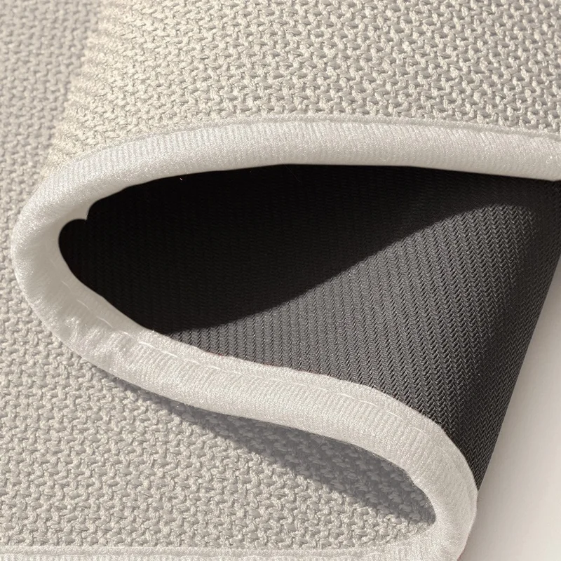 40x60cm Oval Bath Mat Rubber Bottom Woven Textured Non-Slip Bathroom Floor Mat - Black