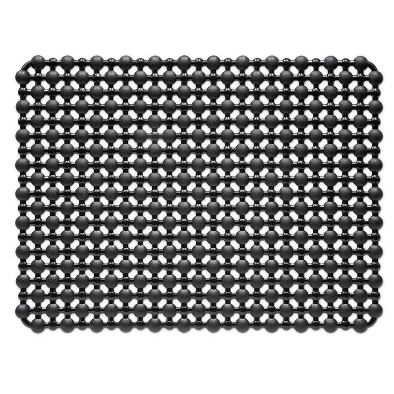 40x30cm Kitchen Sink Mat PVC Drain Filter Pad Heat-Resistant 100°C Non-Slip for Dish Washing - Black