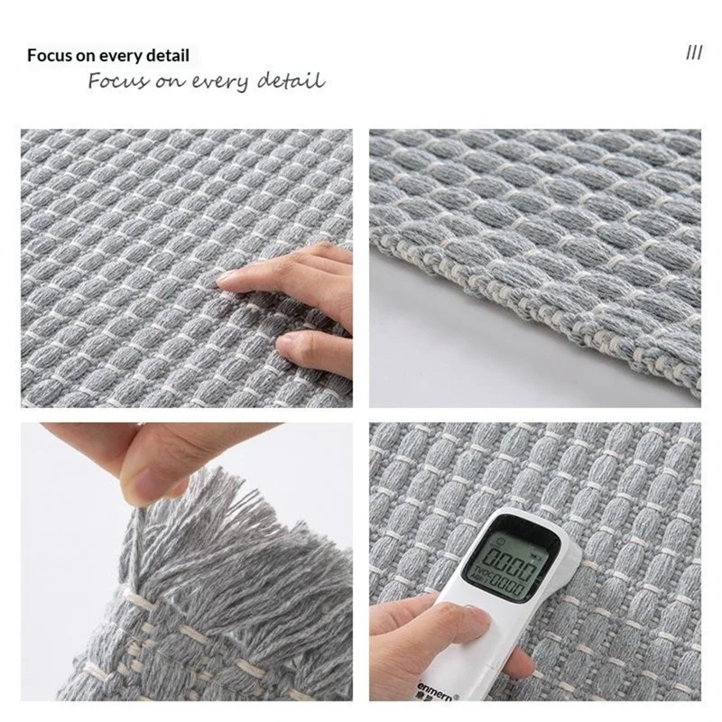 40x60cm Tassel Woven Bathroom Mat Absorbent Non-Slip Microfiber Floor Rug for Shower Door - Grey