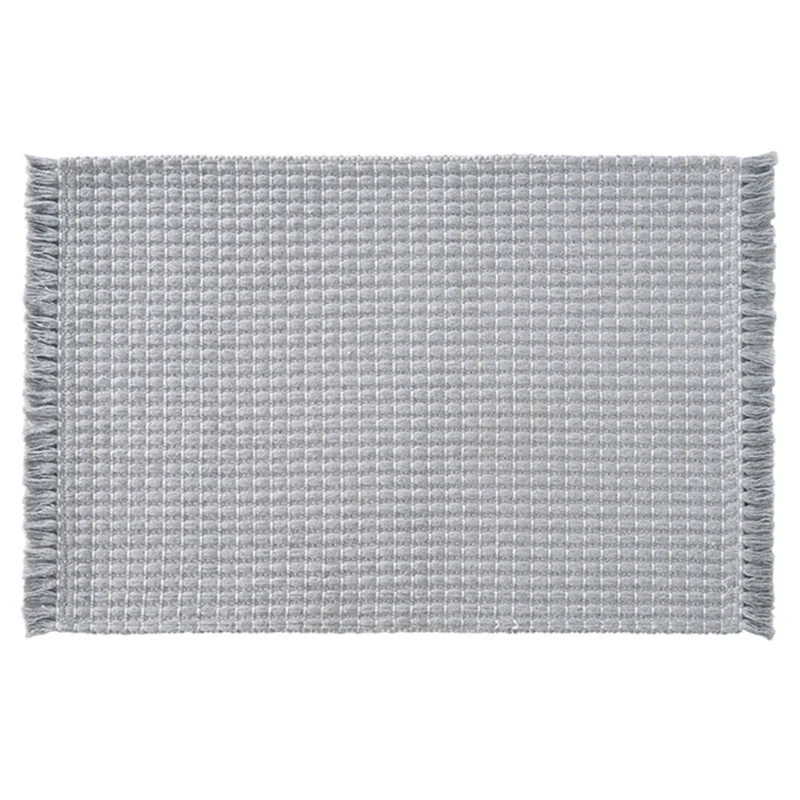 50*80cm Tassel Woven Bathroom Mat Absorbent Non-Slip Microfiber Floor Rug for Shower Door - Grey