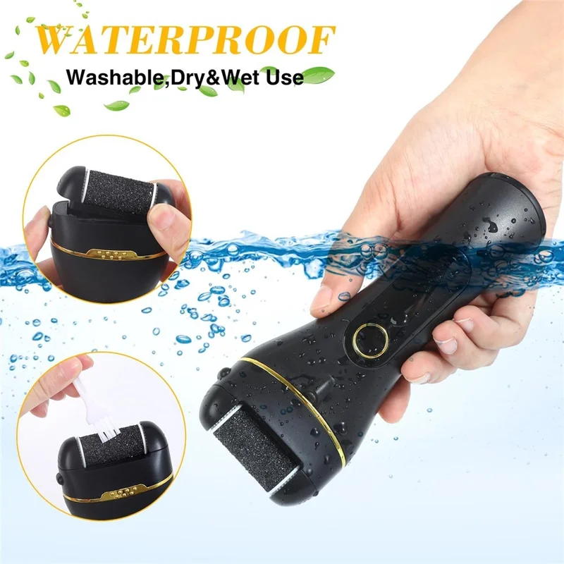 Rogne-pieds électrique réglable 2 vitesses, ensemble de rechange étanche IPX6 avec affichage LCD - Noir