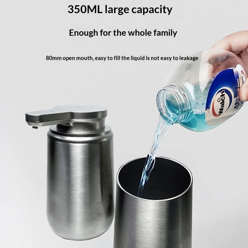 Stainless Steel Automatic Soap Dispenser 350ML Touchless Sensor Hand Sanitizer for Kitchen Bathroom - Cone Liquid