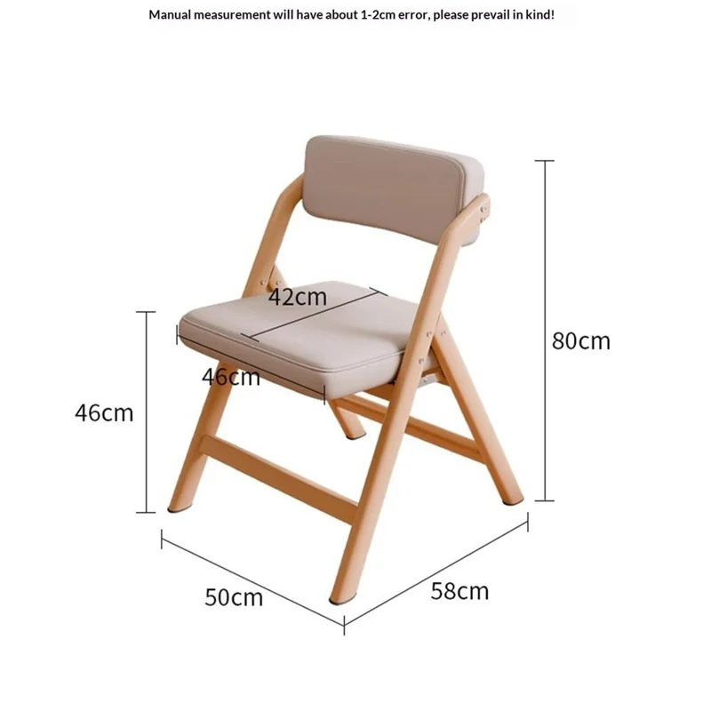 Foldable Chair Wood Frame Padded Seat Backrest Triangular Support for Home Dining - Coffee Pads  /  Natural Wood Color Frame