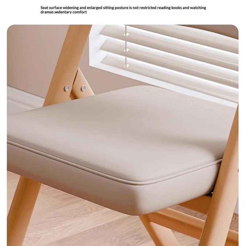 Foldable Chair Wood Frame Padded Seat Backrest Triangular Support for Home Dining - Coffee Pads  /  Natural Wood Color Frame