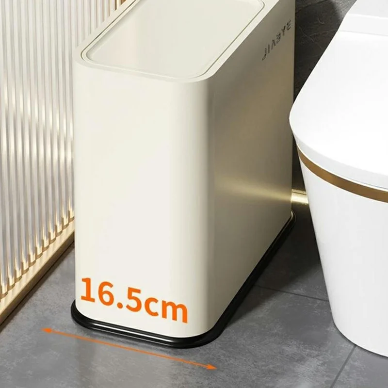 Узкая мусорная корзина объемом 16 л с крышкой, однокасательной кнопкой, экономия места, мусорное ведро для кухни, ванной комнаты — серый цвет