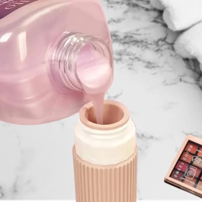 4-teiliges Set Reiseflaschen 90 ml, Silikon-Refill-Druckflaschen, auslaufsicher für Shampoo, Lotion – Rosa