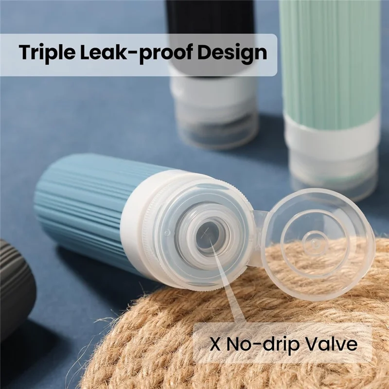 4-teiliges Set Reiseflaschen 90 ml, Silikon-Refill-Druckflaschen, auslaufsicher für Shampoo, Lotion – Rosa