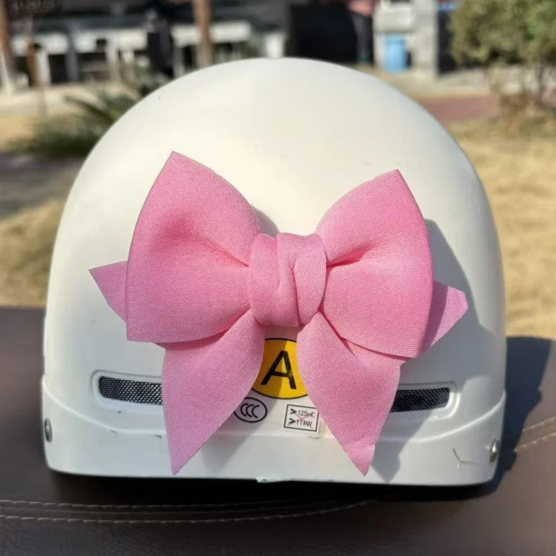 14 x 10cm Cute Bow Decorative Sticker Magic Tape Motorcycle Helmet Decoration Safety Hat Attachment - Pink