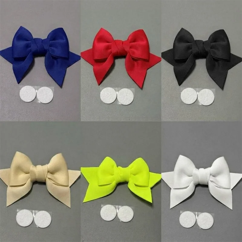 14 x 10cm Cute Bow Decorative Sticker Magic Tape Motorcycle Helmet Decoration Safety Hat Attachment - Pink