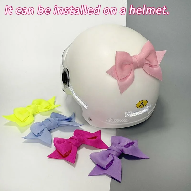 14 x 10cm Cute Bow Decorative Sticker Magic Tape Motorcycle Helmet Decoration Safety Hat Attachment - Pink