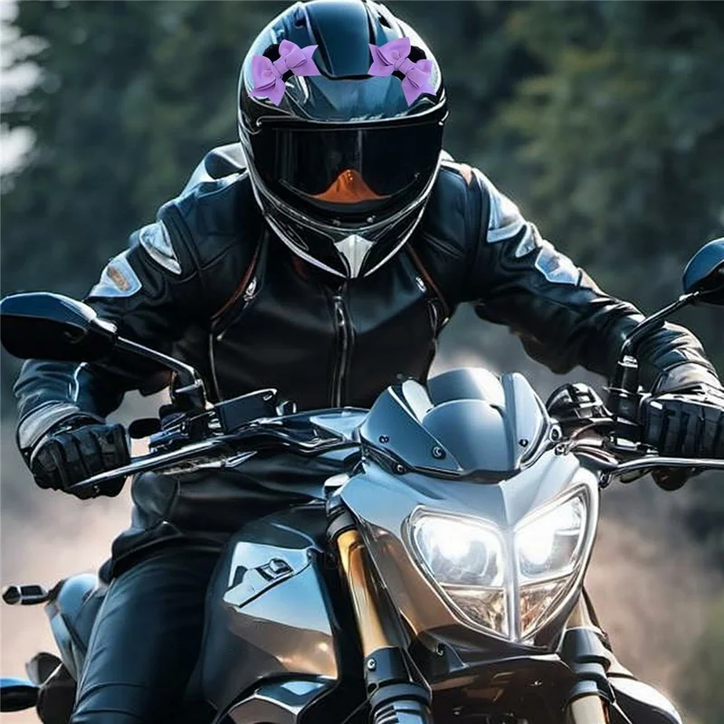 14 x 10cm Cute Bow Decorative Sticker Magic Tape Motorcycle Helmet Decoration Safety Hat Attachment - Pink