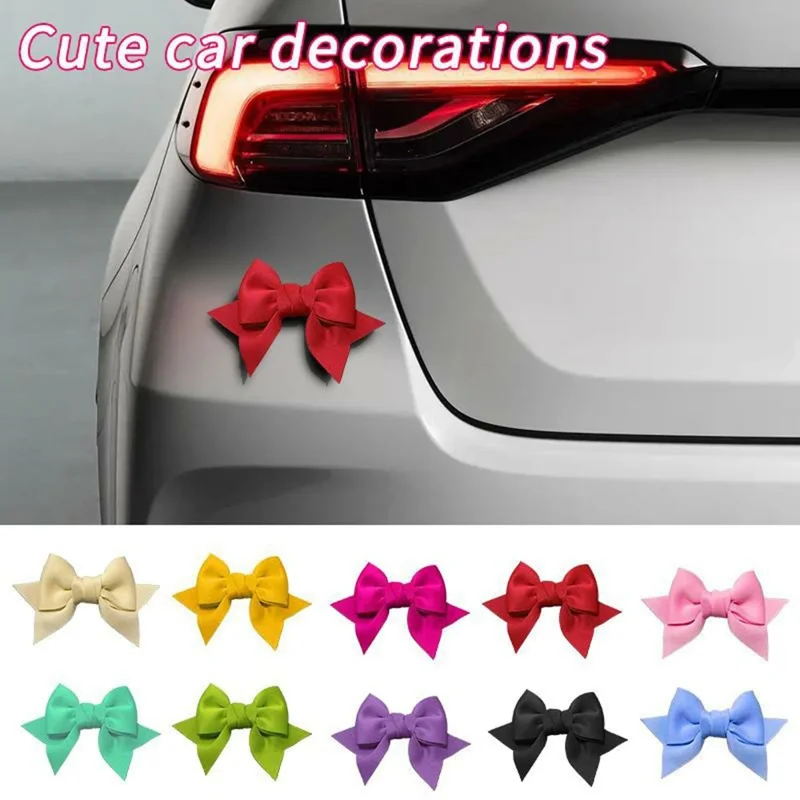 14 x 10cm Cute Bow Decorative Sticker Magic Tape Motorcycle Helmet Decoration Safety Hat Attachment - Pink