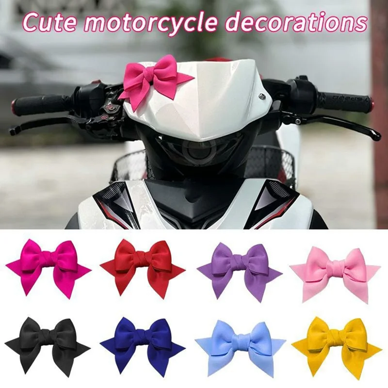 14 x 10cm Cute Bow Decorative Sticker Magic Tape Motorcycle Helmet Decoration Safety Hat Attachment - Pink