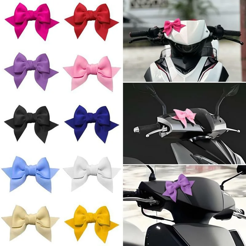 14 x 10cm Cute Bow Decorative Sticker Magic Tape Motorcycle Helmet Decoration Safety Hat Attachment - Pink