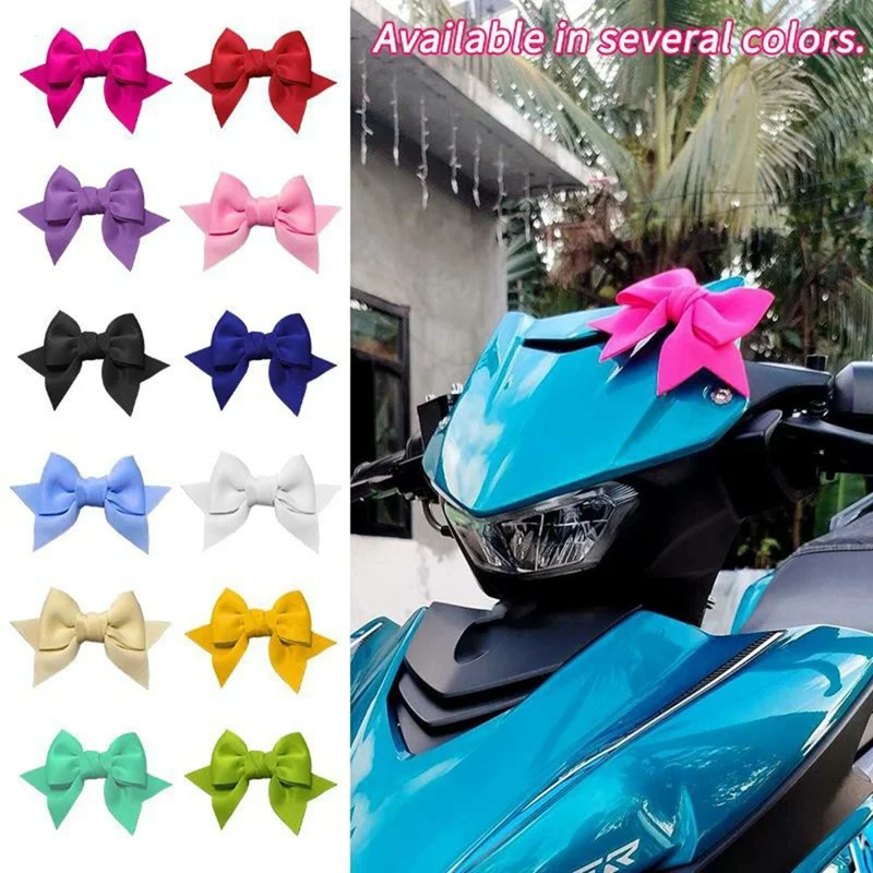 14 x 10cm Cute Bow Decorative Sticker Magic Tape Motorcycle Helmet Decoration Safety Hat Attachment - Pink