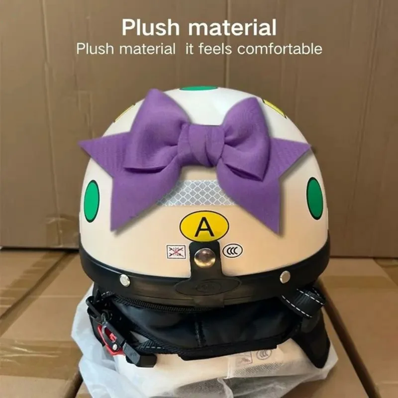 14 x 10cm Cute Bow Decorative Sticker Magic Tape Motorcycle Helmet Decoration Safety Hat Attachment - Pink