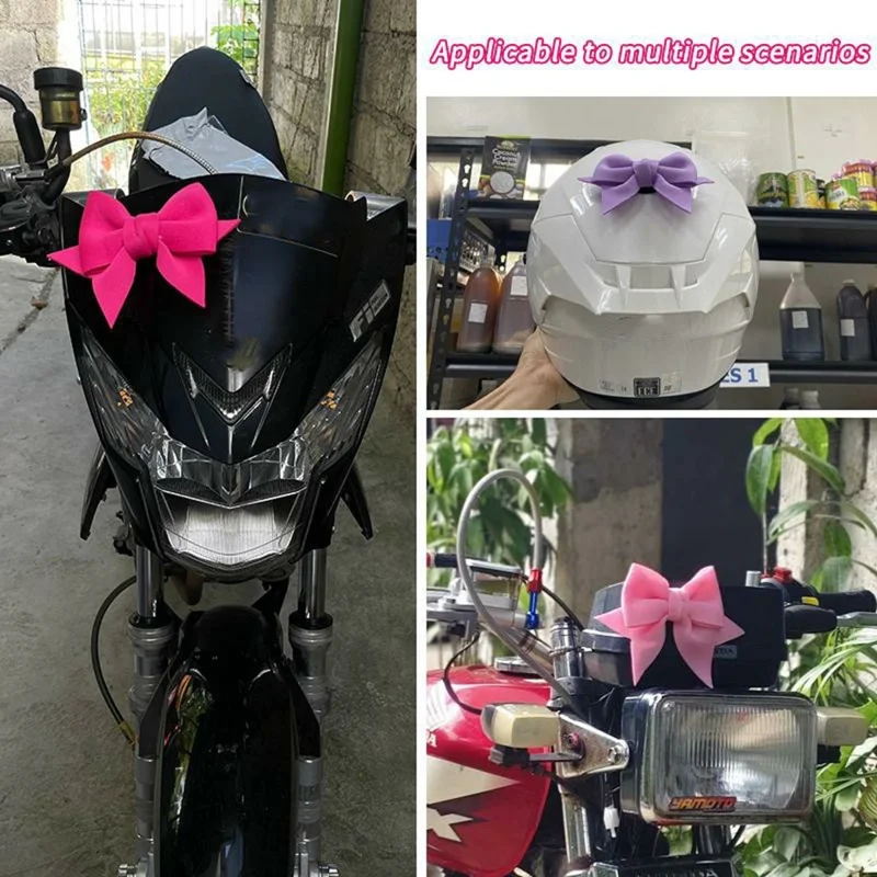 14 x 10cm Cute Bow Decorative Sticker Magic Tape Motorcycle Helmet Decoration Safety Hat Attachment - Pink