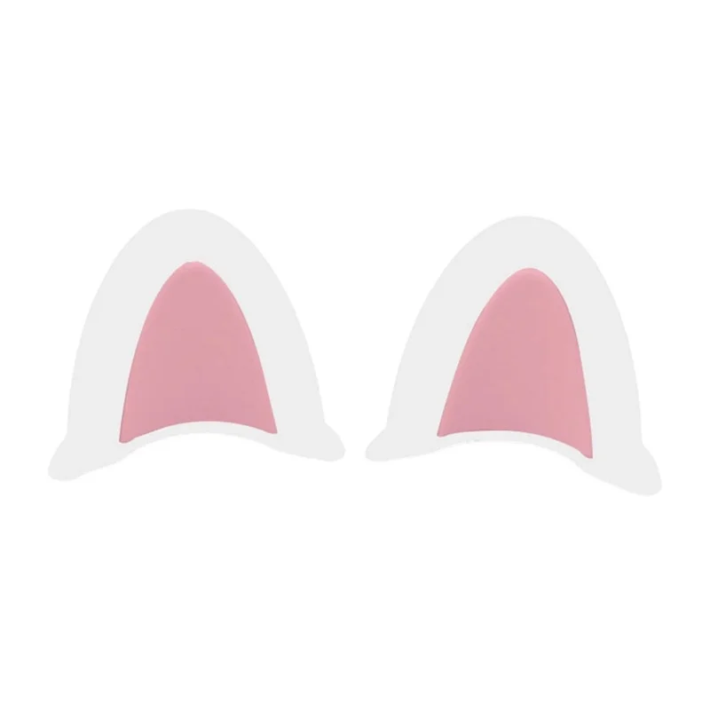 1 Pair 6cm x 5cm Cat Ears Helmet Decoration Safety Hat Attachment for Motorcycle Electric Scooter - White+Pink