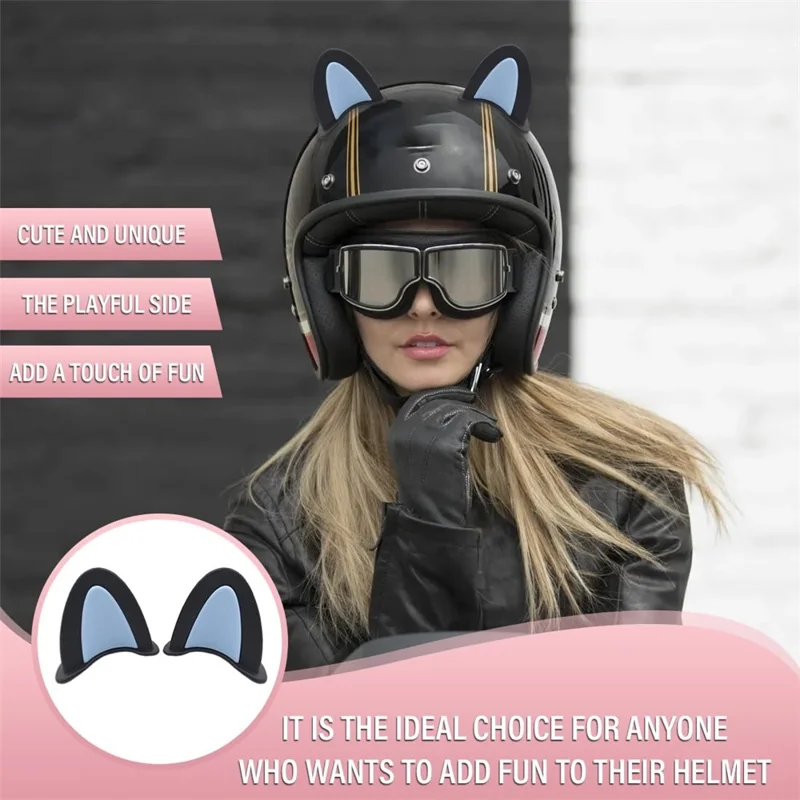 1 Pair 6cm x 5cm Cat Ears Helmet Decoration Safety Hat Attachment for Motorcycle Electric Scooter - White+Pink