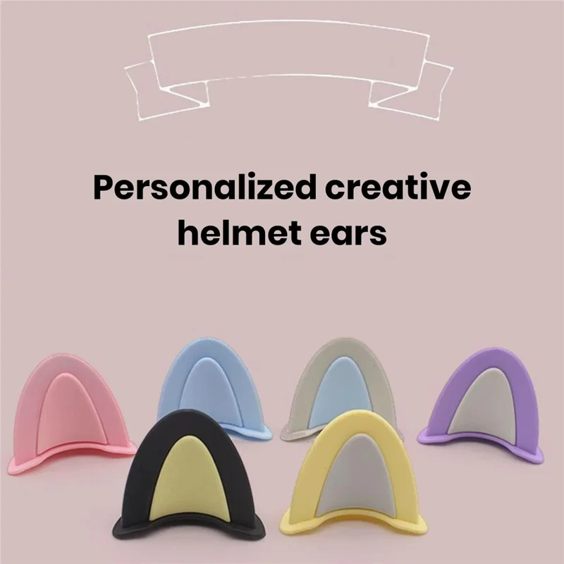 1 Pair 6cm x 5cm Cat Ears Helmet Decoration Safety Hat Attachment for Motorcycle Electric Scooter - White+Pink