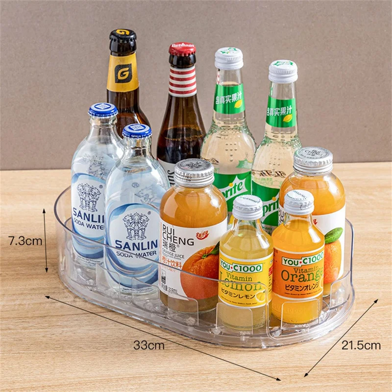 Kitchen 360 Degree Rotating Storage Rack Lazy Susan Turntable Organizer Rack for Refrigerator Condiment Storage - Transparent