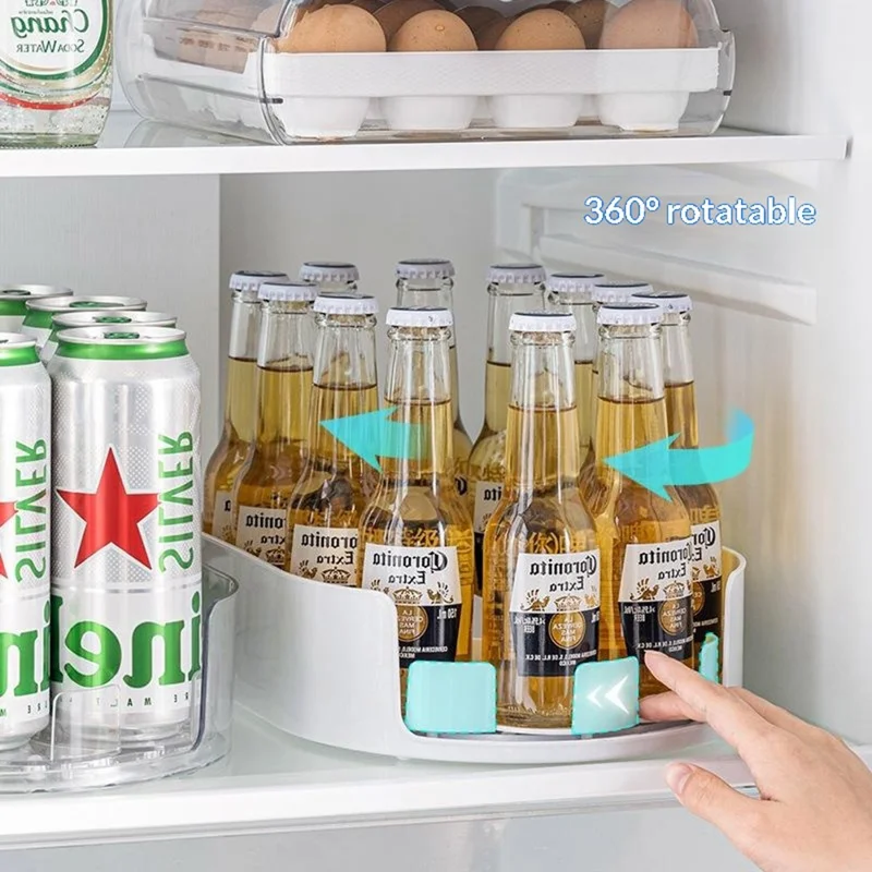 Kitchen 360 Degree Rotating Storage Rack Lazy Susan Turntable Organizer Rack for Refrigerator Condiment Storage - Transparent