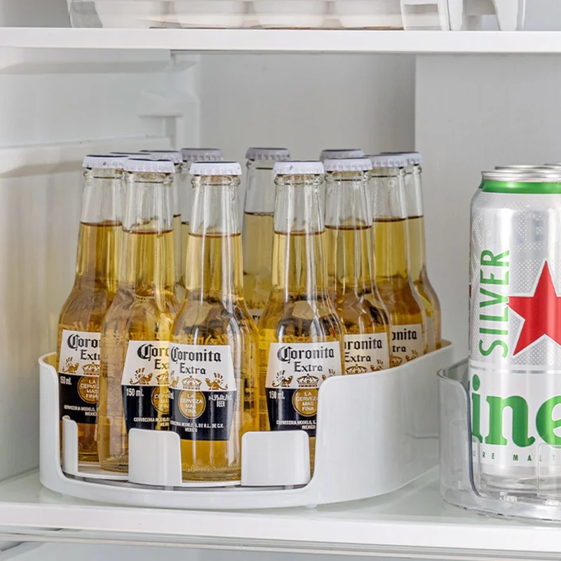 Kitchen 360 Degree Rotating Storage Rack Lazy Susan Turntable Organizer Rack for Refrigerator Condiment Storage - Transparent