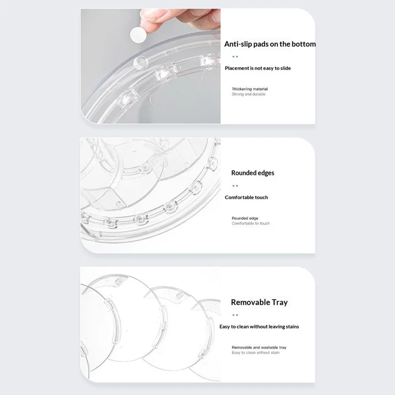 Kitchen 360 Degree Rotating Storage Rack Lazy Susan Turntable Organizer Rack for Refrigerator Condiment Storage - Transparent