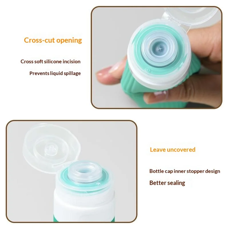 4Pcs 90ml Silicone Travel Bottles Food Grade Squeeze Bottles Set with Labels for Shampoo Lotion - Green