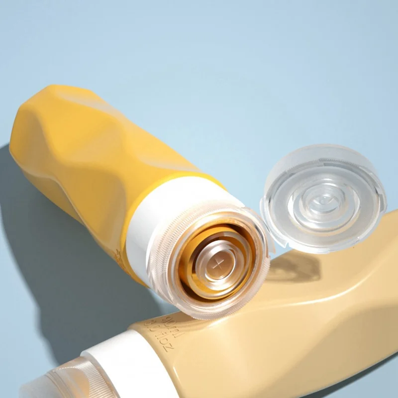 4Pcs 90ml Silicone Travel Bottles Set Refillable Squeeze Bottles for Shampoo Lotion - Black