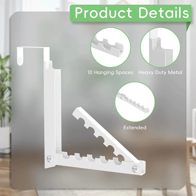 Складная вешалка для двери с 10 крючками, без сверления, расширяемый органайзер, вешалка для одежды для спальни, ванной комнаты