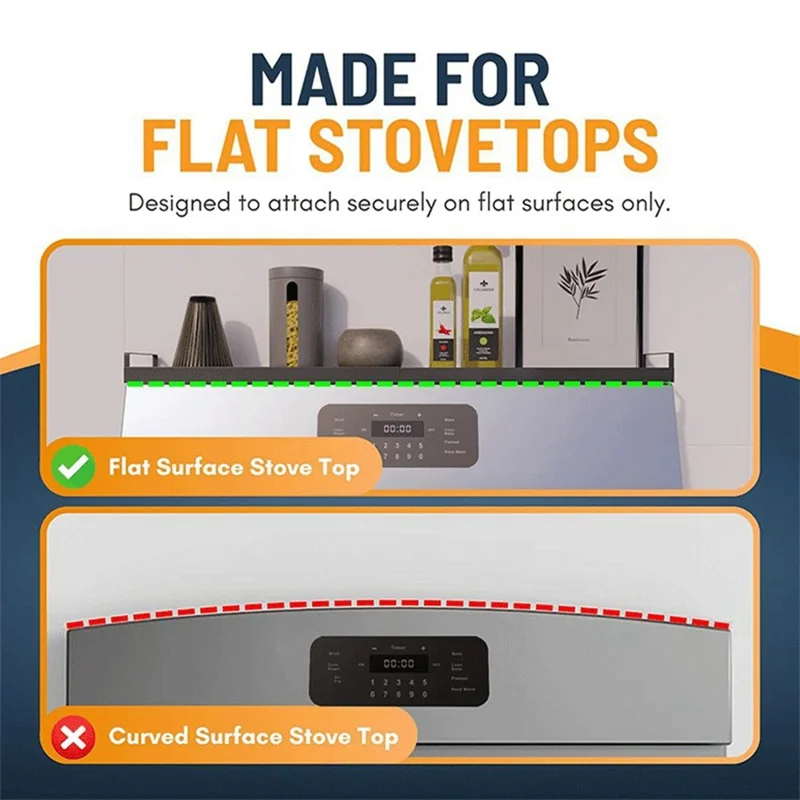 Extendable Magnetic Stove Top Shelf 16-30 Inch Steel Stovetop Organizer Rack for Kitchen Spice Storage - Black