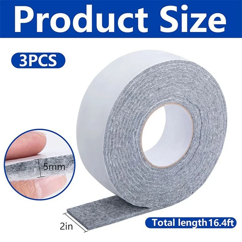 3Pcs Window Condensation Absorption Tape 16.4ft Self-Adhesive Anti-Condensation Felt Strip for Glass Windows