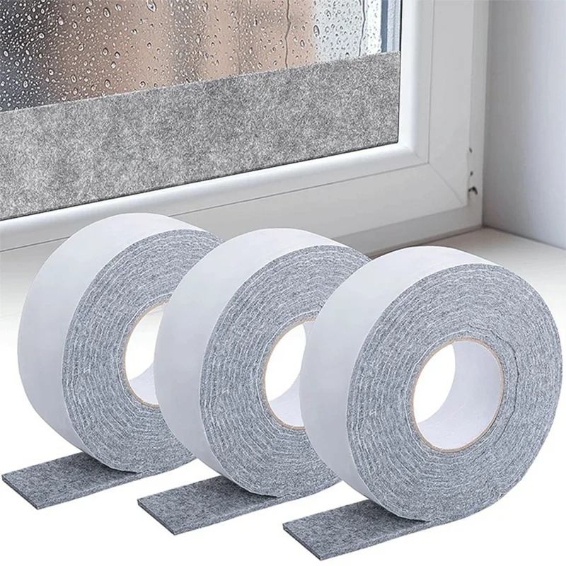 3Pcs Window Condensation Absorption Tape 16.4ft Self-Adhesive Anti-Condensation Felt Strip for Glass Windows