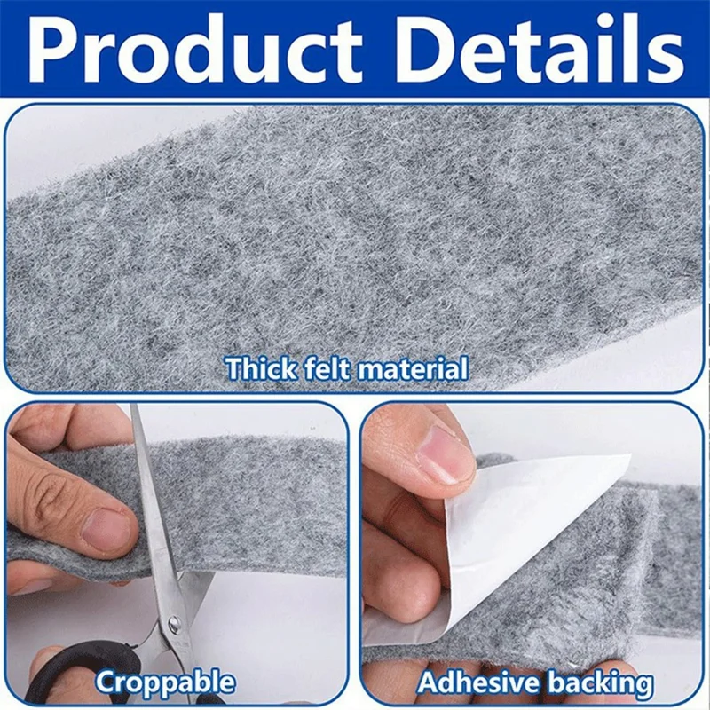 3Pcs Window Condensation Absorption Tape 16.4ft Self-Adhesive Anti-Condensation Felt Strip for Glass Windows