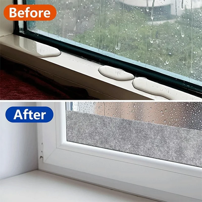 3Pcs Window Condensation Absorption Tape 16.4ft Self-Adhesive Anti-Condensation Felt Strip for Glass Windows