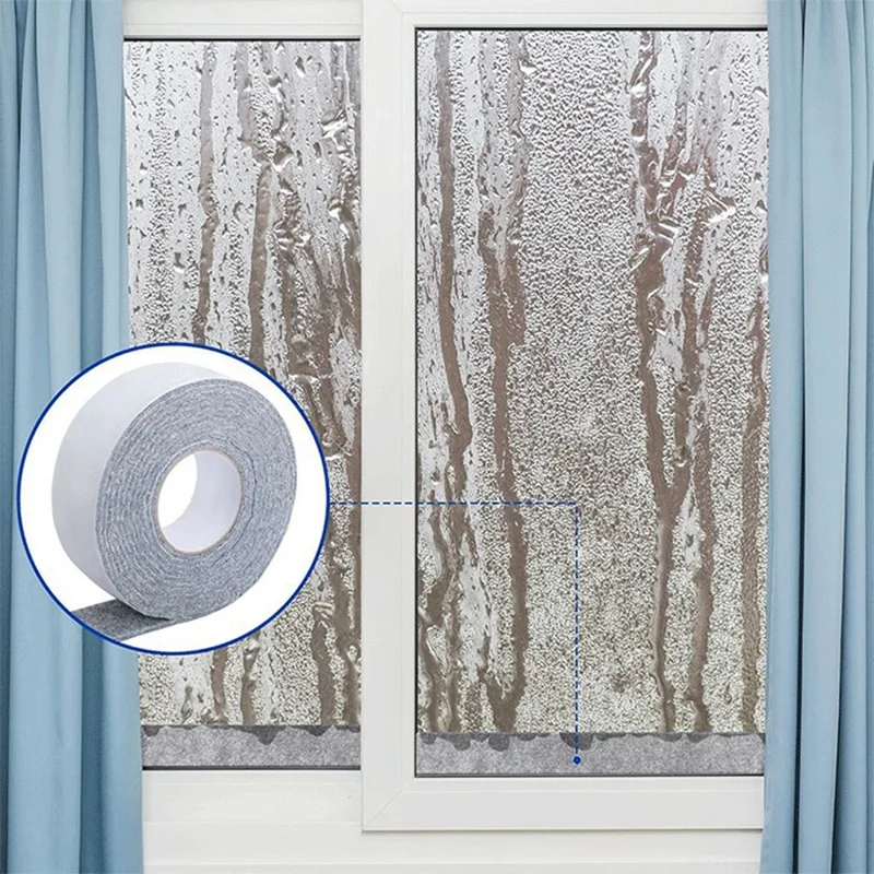 3Pcs Window Condensation Absorption Tape 16.4ft Self-Adhesive Anti-Condensation Felt Strip for Glass Windows