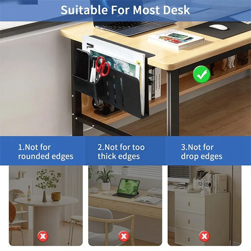 Desktop-Seitenaufbewahrungsorganizer mit Klemmhalterung für Laptop und Stifthalter, bohrlochfrei für Büro