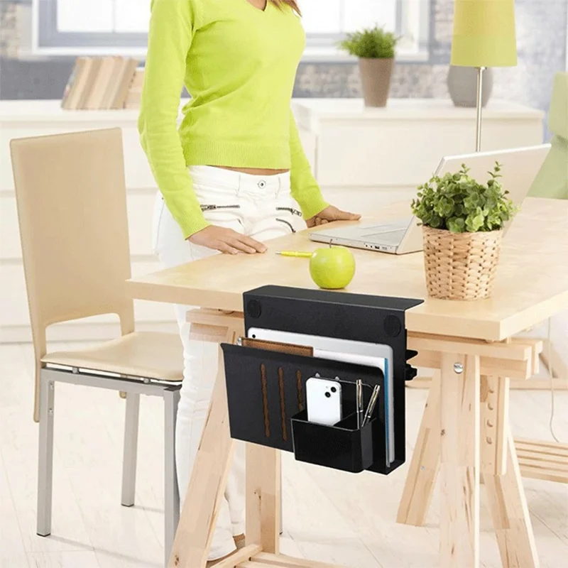 Desktop-Seitenaufbewahrungsorganizer mit Klemmhalterung für Laptop und Stifthalter, bohrlochfrei für Büro