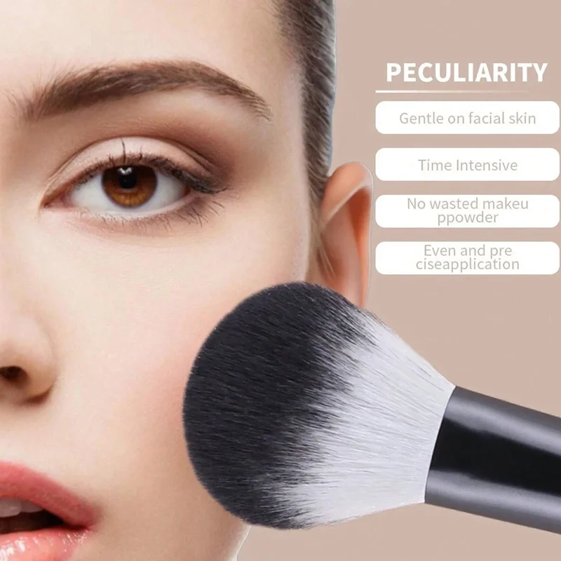 12Pcs Makeup Cosmetic Brush Set with 3 Puff Sponges Professional Long Handle Beauty Tools for Foundation Powder - Black