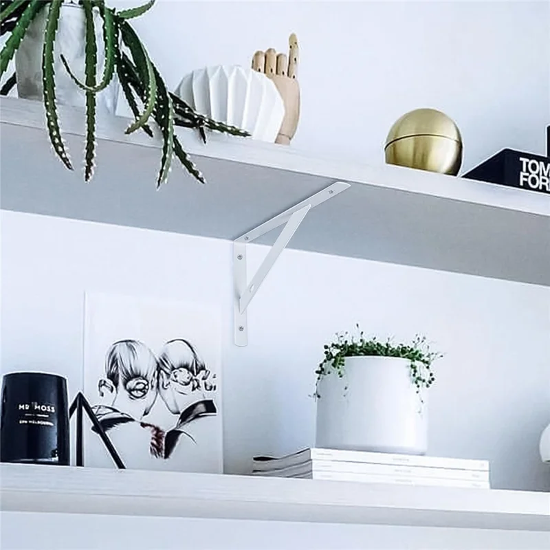 12 шт. 15x9,5 см металлические настенные кронштейны для полок, Г-образные треугольные усиленные опоры для кухни, спальни — черные