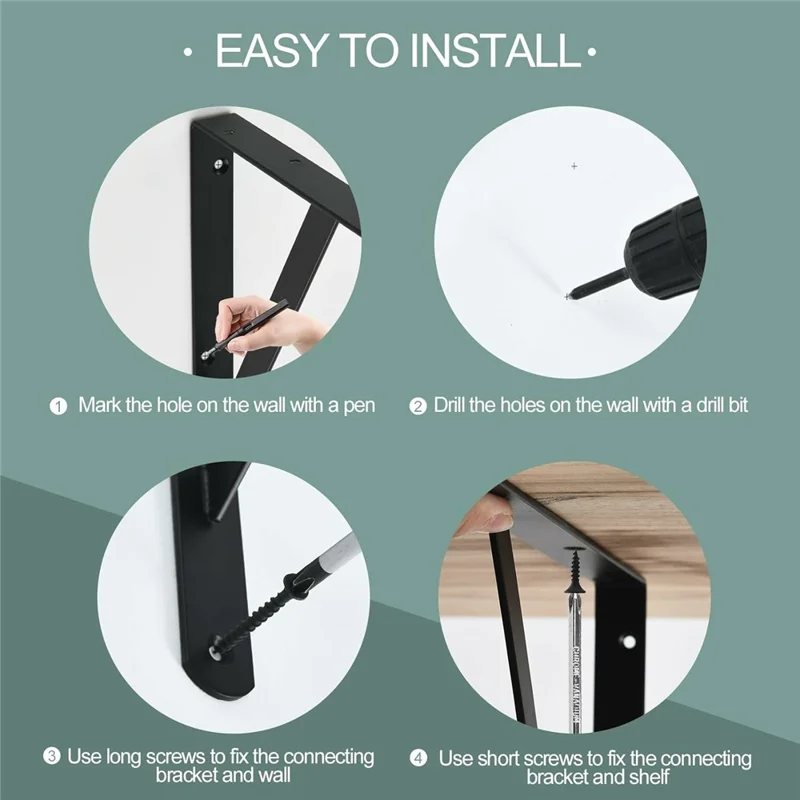 12 шт. 50x30 см металлические настенные кронштейны для полок, прочные L-образные треугольные опоры для домашнего хранения, черные