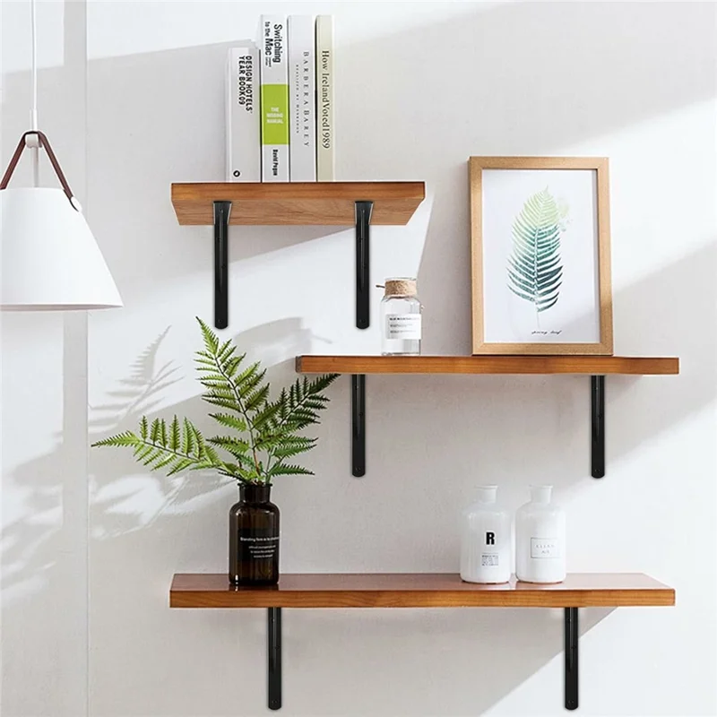 12 шт. 50x30 см металлические настенные кронштейны для полок, прочные L-образные треугольные опоры для домашнего хранения, черные