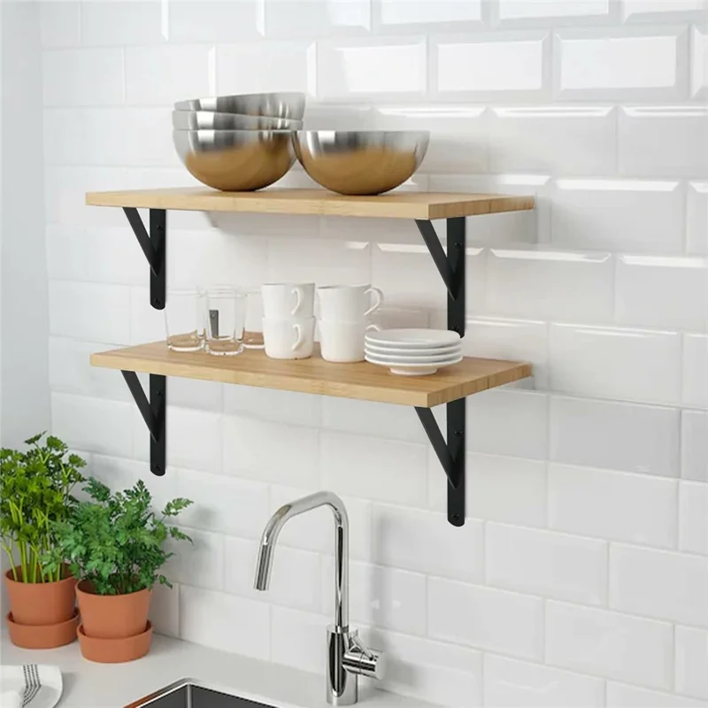 12 шт. 50x30 см металлические настенные кронштейны для полок, прочные L-образные треугольные опоры для домашнего хранения, черные