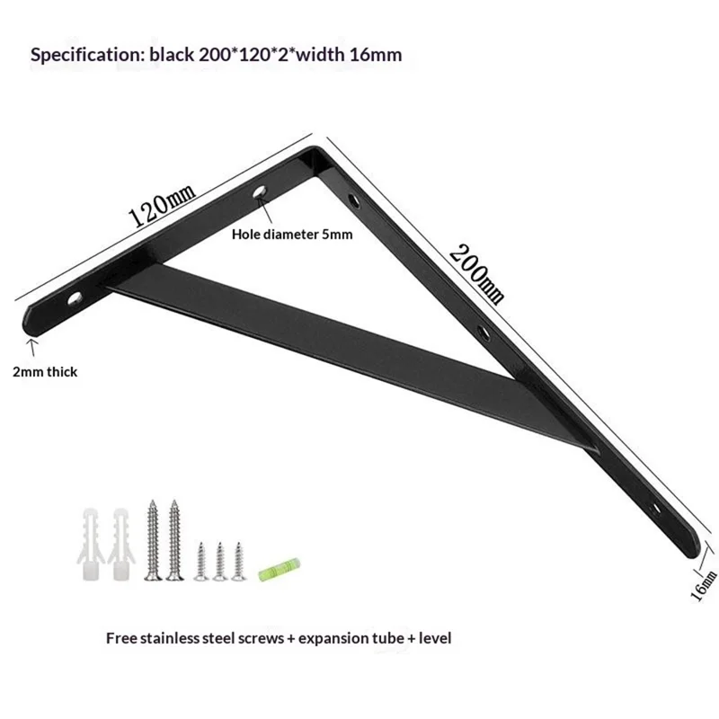 12 шт. 20x12 см металлические настенные кронштейны для полок, Г-образные треугольные опорные кронштейны для дома и кухни — черные