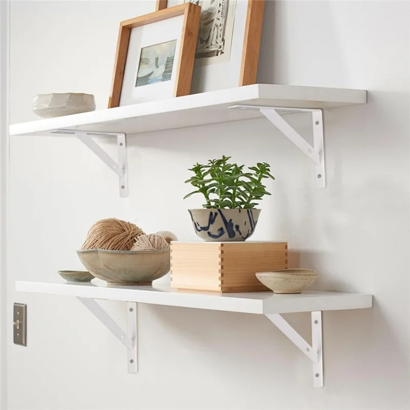 12 шт. 25x16 см металлические настенные кронштейны для полок треугольные усиленные L-образные опорные кронштейны для кухни, гаража — черные