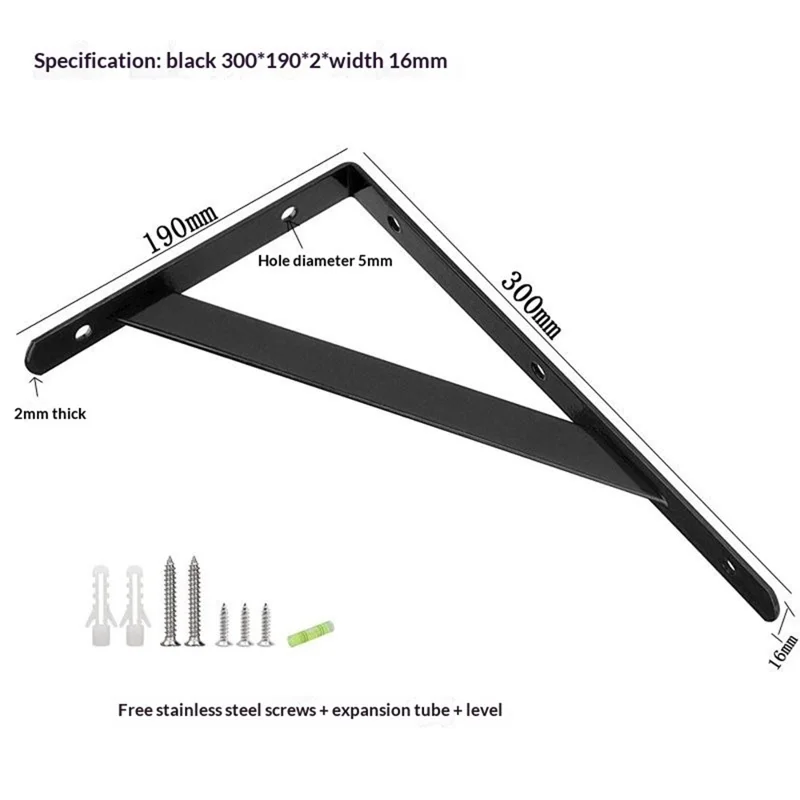 12 шт. 30x19 см металлические настенные кронштейны для полок, прочные треугольные опоры для самостоятельной установки в дом, кухню, гараж — черные