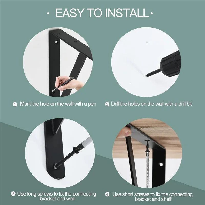 12 шт. 40x25 см металлические настенные кронштейны для полок, прочные L-образные треугольные опоры для домашнего хранения, черные